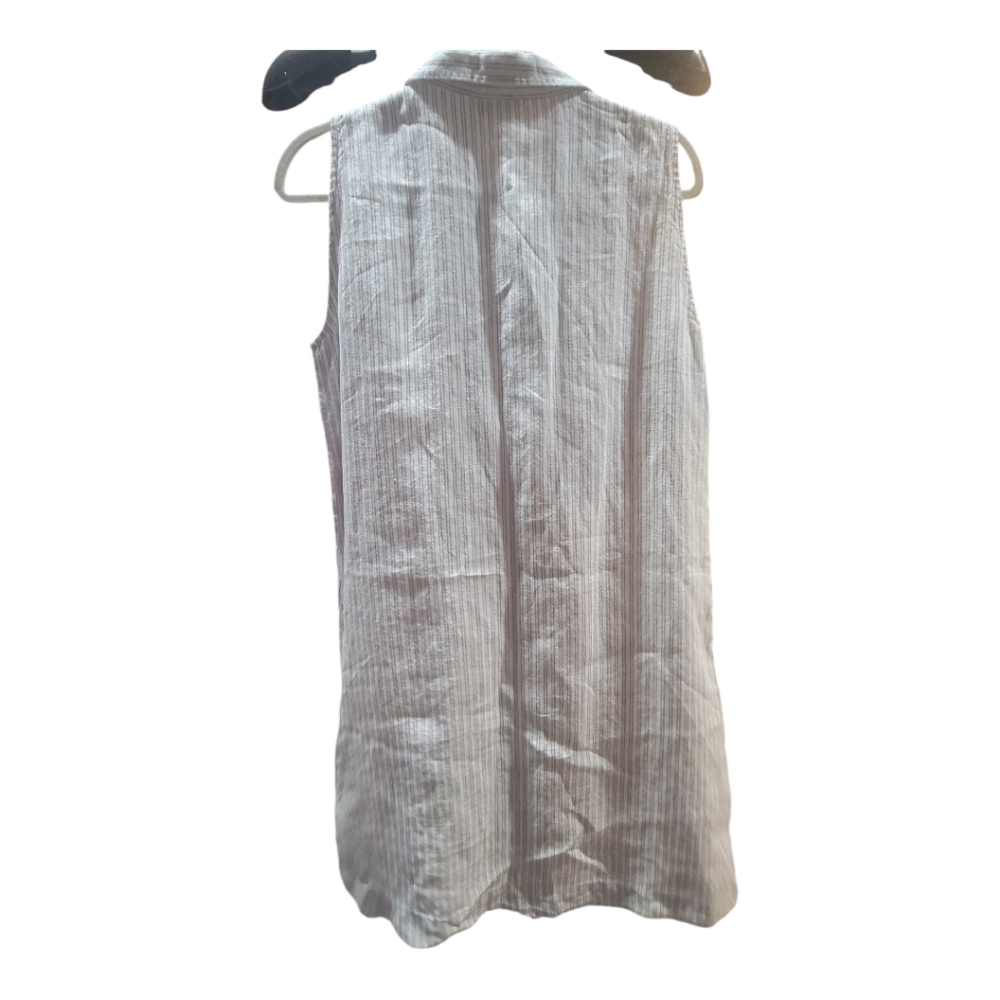 Garnet Hill Linen Shift Dress Women’s Sz 10 Button Front Stripes Lagenlook Boho - Picture 2 of 6